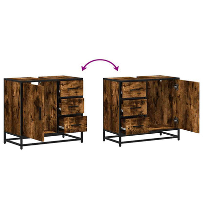 Mobile Lavabo Bagno Rovere Fumo 65x33x60 cm Legno Multistrato | homemem39