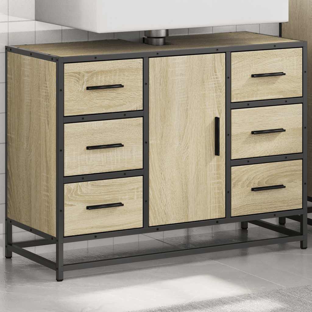 Mobile Lavabo Bagno Rovere Sonoma 60x30x60 cm Legno Multistrato | homemem39
