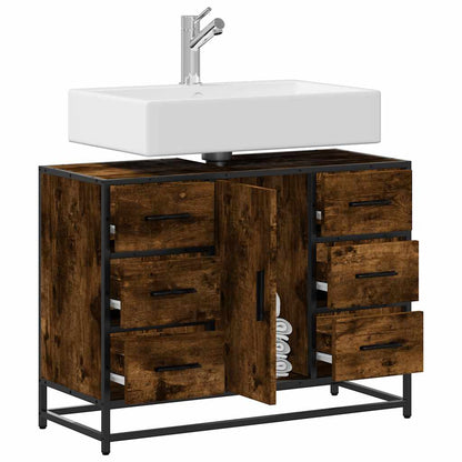Mobile Lavabo Bagno Rovere Fumo 60x30x60 cm Legno Multistrato