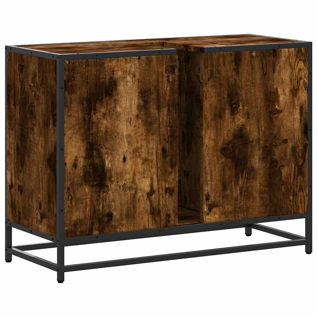 Mobile Lavabo Bagno Rovere Fumo 60x30x60 cm Legno Multistrato