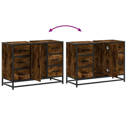 Mobile Lavabo Bagno Rovere Fumo 60x30x60 cm Legno Multistrato | homemem39