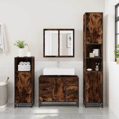 Mobile Lavabo Bagno Rovere Fumo 60x30x60 cm Legno Multistrato