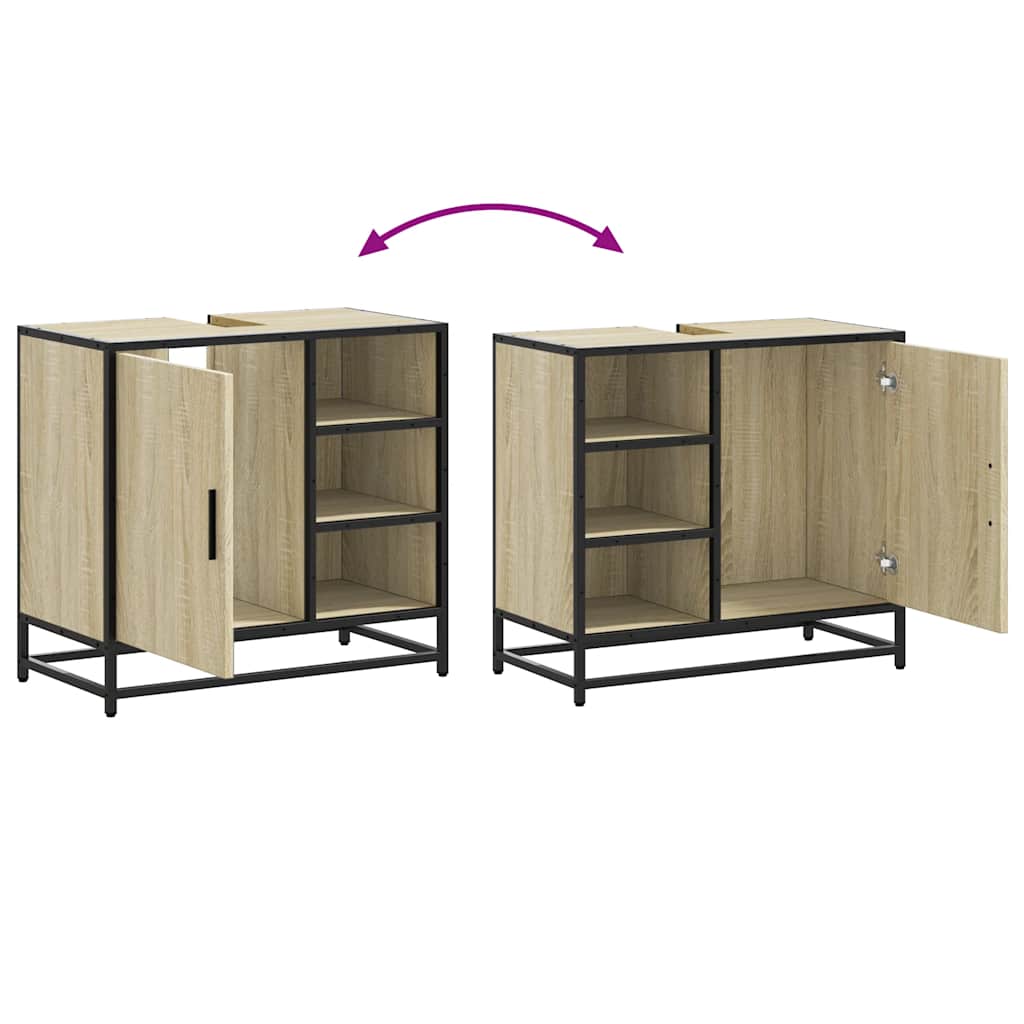 Mobiletto per Lavabo da Bagno Rovere Sonoma 65x33x60 cm Legno Massello | homemem39