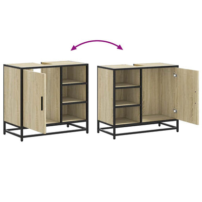 Mobiletto per Lavabo da Bagno Rovere Sonoma 65x33x60 cm Legno Massello | homemem39