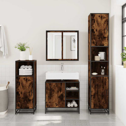 Armadietto Bagno Rovere Fumo 65x33x60 cm in Legno Multistrato