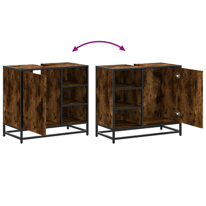Armadietto Bagno Rovere Fumo 65x33x60 cm in Legno Multistrato | homemem39