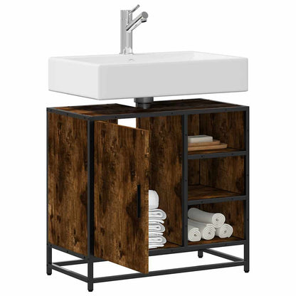 Armadietto Bagno Rovere Fumo 65x33x60 cm in Legno Multistrato