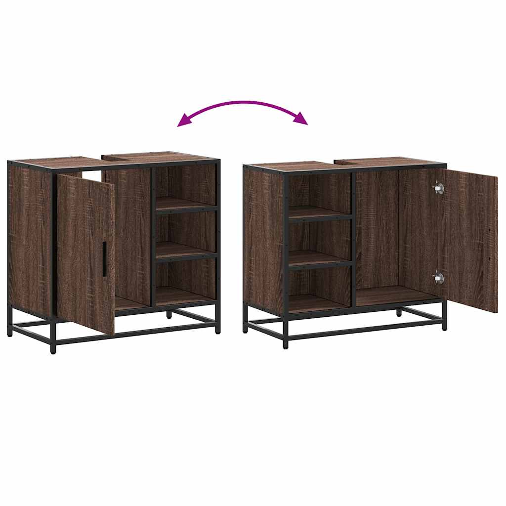 Mobile Lavabo Bagno Rovere Marrone 65x33x60cm Legno Multistrato | homemem39