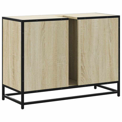 Mobiletto per Lavabo da Bagno Rovere Sonoma 80x33x60 cm Legno Massello | homemem39