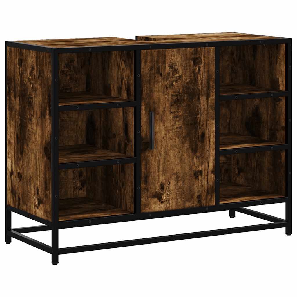 Mobile Lavabo Bagno Rovere Fumo 60x30x60 cm Legno Multistrato | homemem39