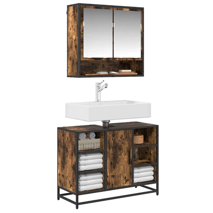 Mobile Lavabo Bagno Rovere Fumo 60x30x60 cm Legno Multistrato | homemem39