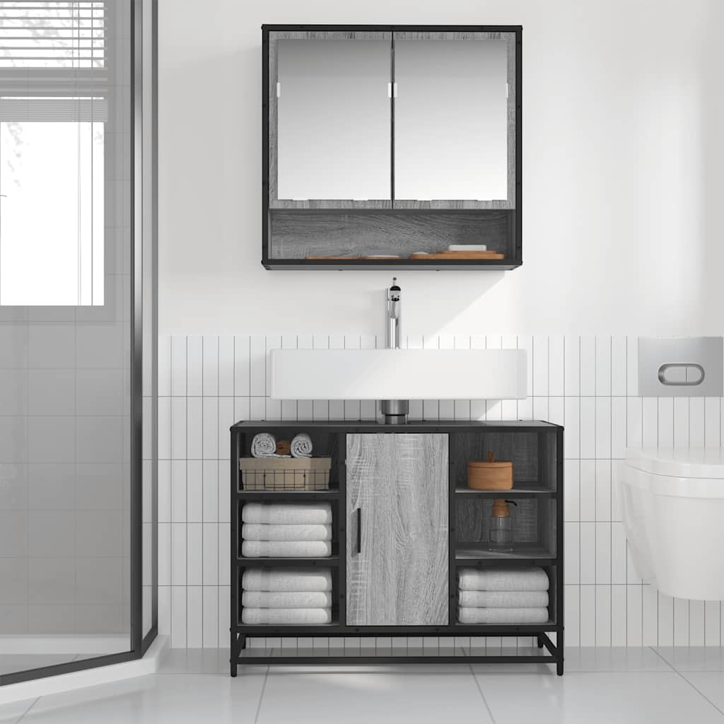 Mobile Lavabo Bagno Grigio Sonoma 60x30x60 cm Legno Multistrato