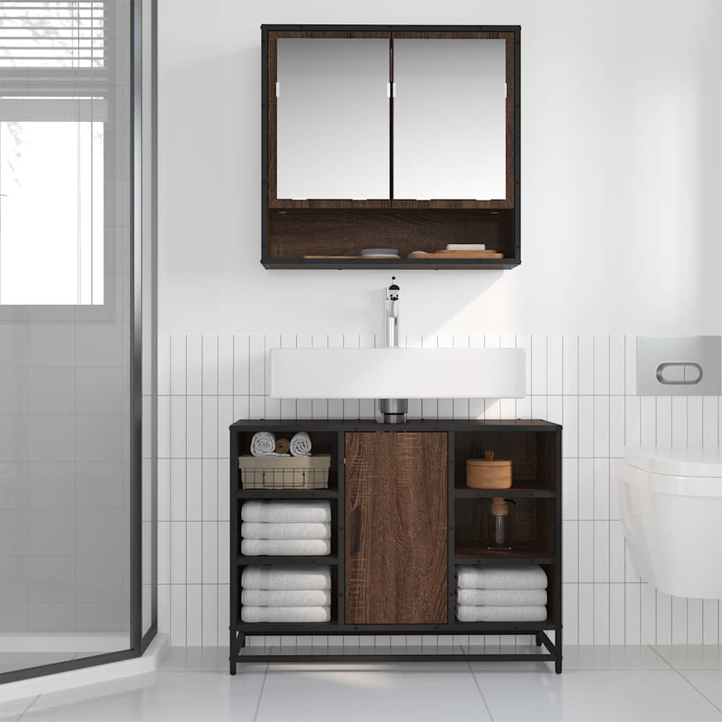 Mobile Lavabo Bagno Rovere Marrone 60x30x60cm Legno Multistrato | homemem39