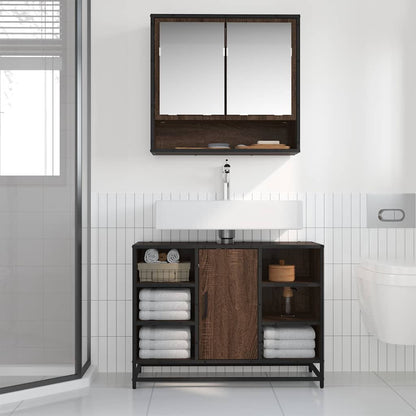 Mobile Lavabo Bagno Rovere Marrone 60x30x60cm Legno Multistrato | homemem39