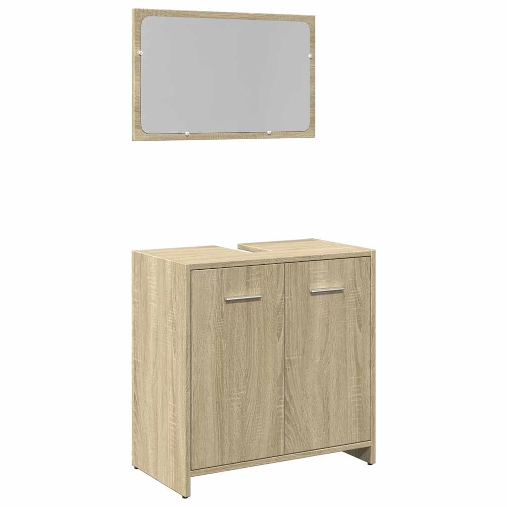Set Mobili da Bagno 2 pz Rovere Sonoma in Legno Multistrato | homemem39