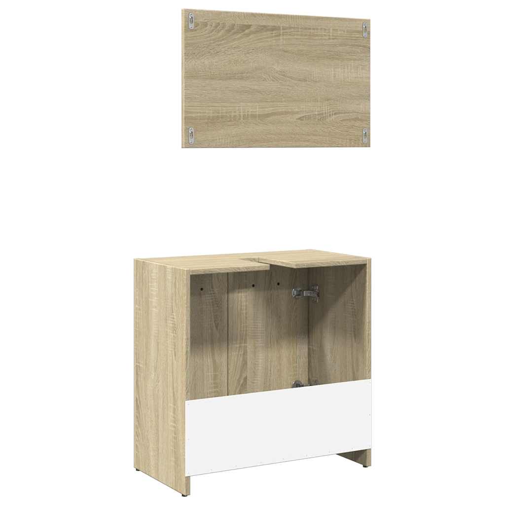 Set Mobili da Bagno 2 pz Rovere Sonoma in Legno Multistrato | homemem39