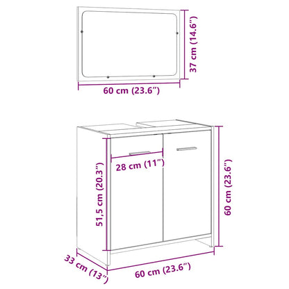 Set Mobili da Bagno 2 pz Rovere Sonoma in Legno Multistrato | homemem39