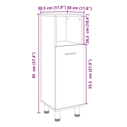 Mobile da Bagno Rovere Sonoma 30,5x30x95cm in Truciolato