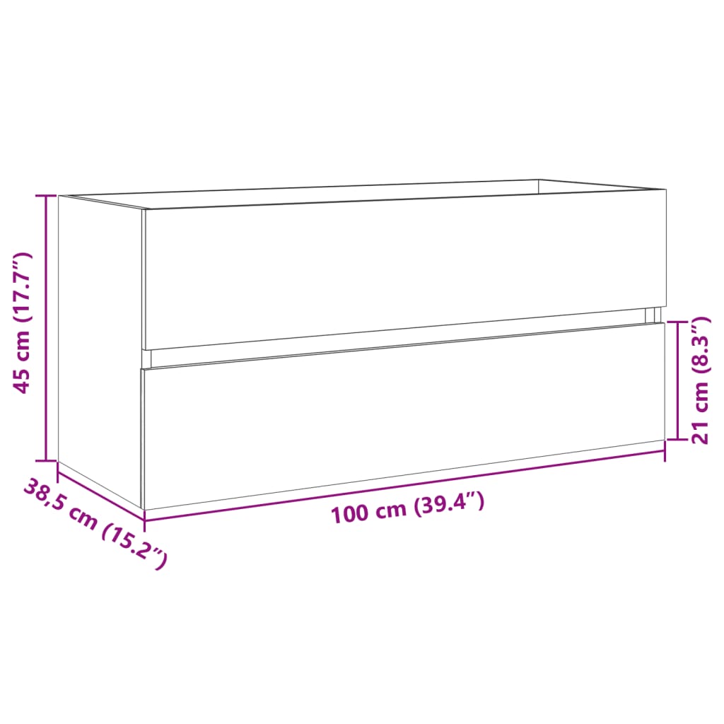 Mobile Lavabo Bagno Rovere Sonoma 100x38,5x45 cm in Truciolato | homemem39