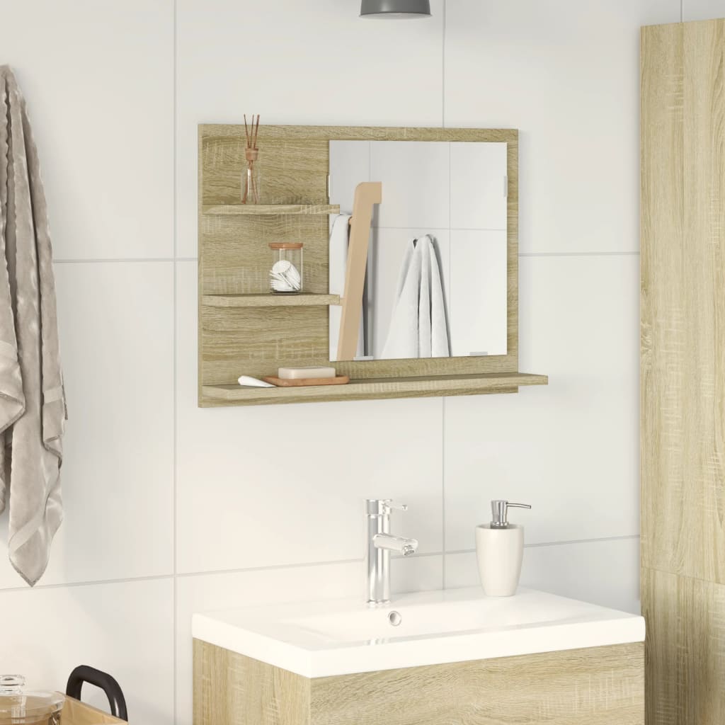 Specchio da Bagno Rovere Sonoma 60x10,5x45 cm Legno Multistrato