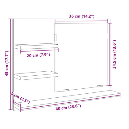 Specchio da Bagno Rovere Sonoma 60x10,5x45 cm Legno Multistrato