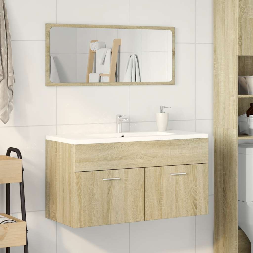 Set Mobili da Bagno 2 pz Rovere Sonoma in Legno Multistrato | homemem39