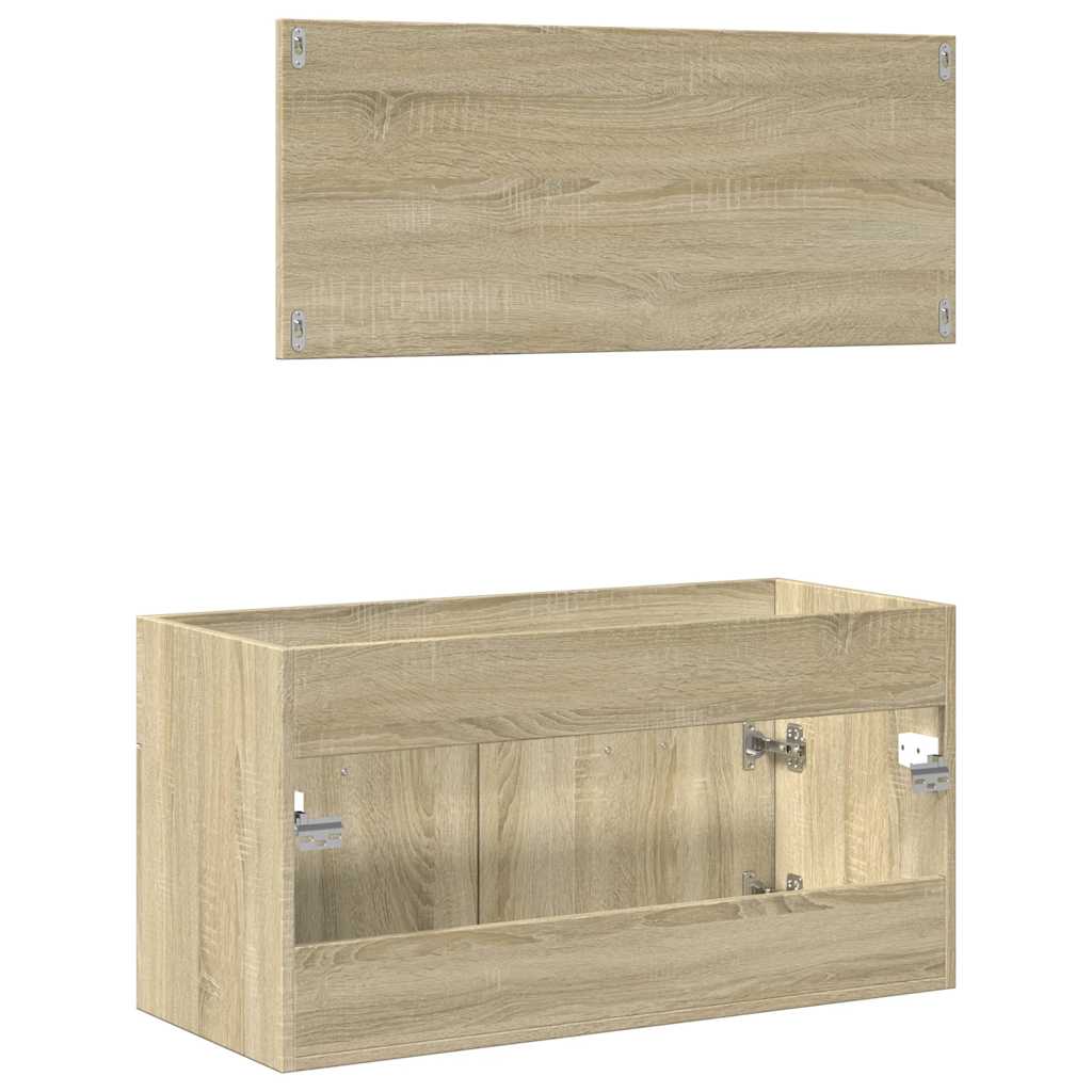 Set Mobili da Bagno 2 pz Rovere Sonoma in Legno Multistrato | homemem39