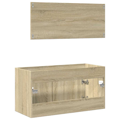 Set Mobili da Bagno 2 pz Rovere Sonoma in Legno Multistrato | homemem39