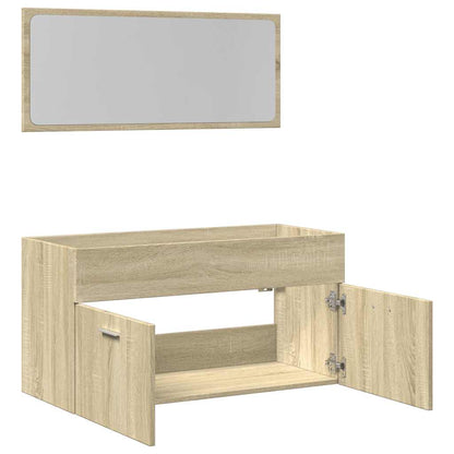 Set Mobili da Bagno 2 pz Rovere Sonoma in Legno Multistrato | homemem39