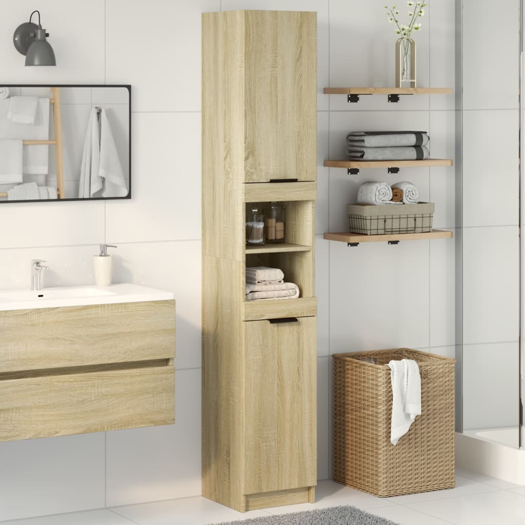Armadietto da Bagno Rovere Sonoma 32x34x188,5 cm in Truciolato | homemem39