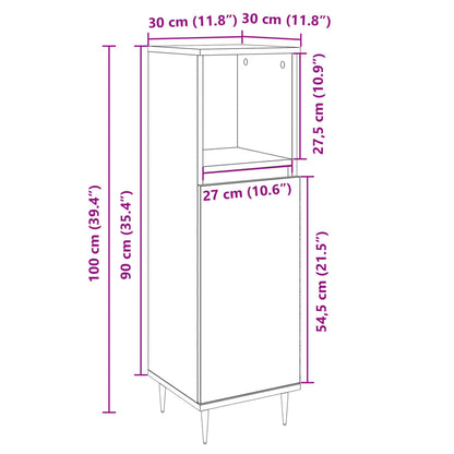 Armadietto da Bagno Rovere Sonoma 30x30x100cm Legno Multistrato