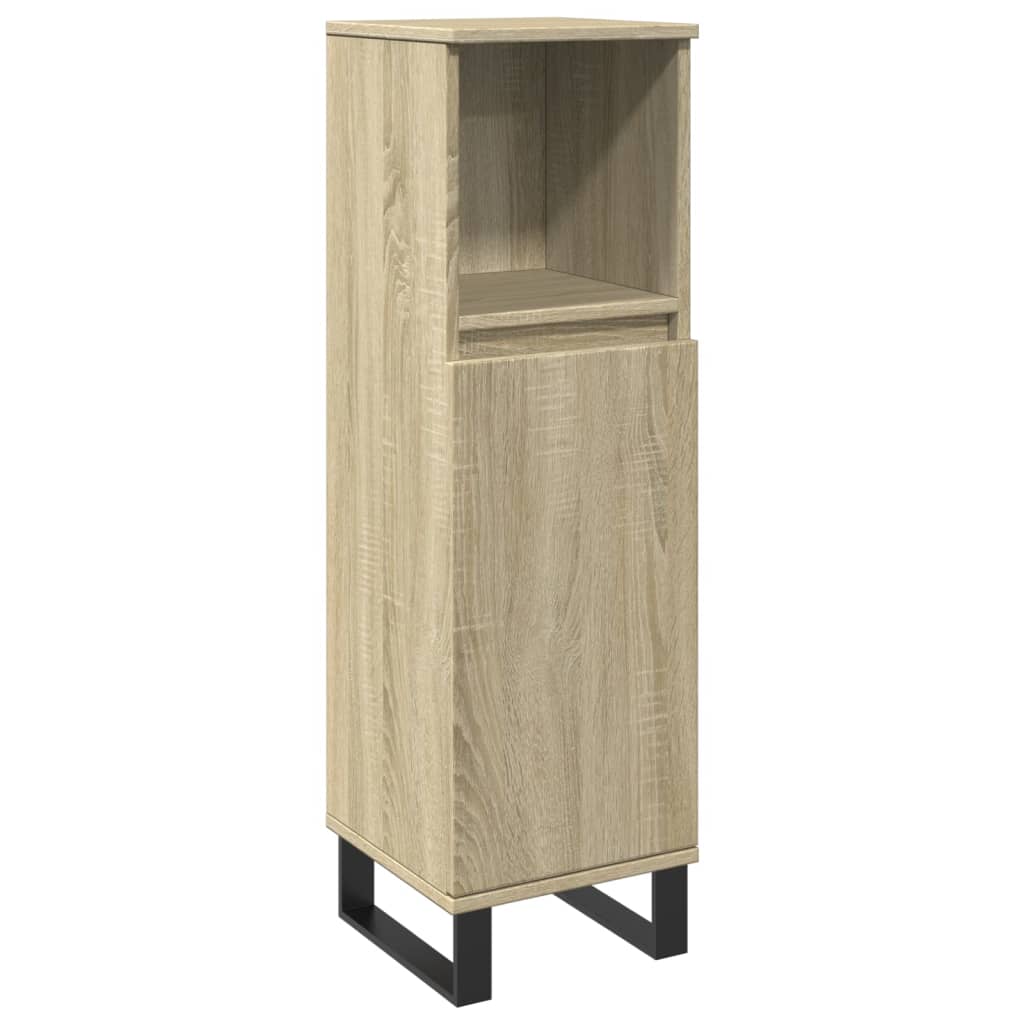 Armadietto da Bagno Rovere Sonoma 30x30x100cm Legno Multistrato