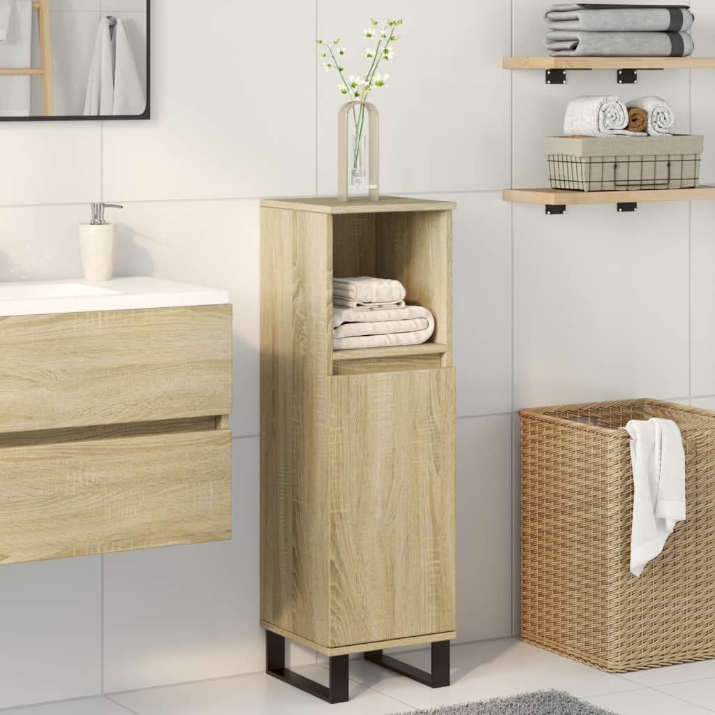 Armadietto da Bagno Rovere Sonoma 30x30x100cm Legno Multistrato