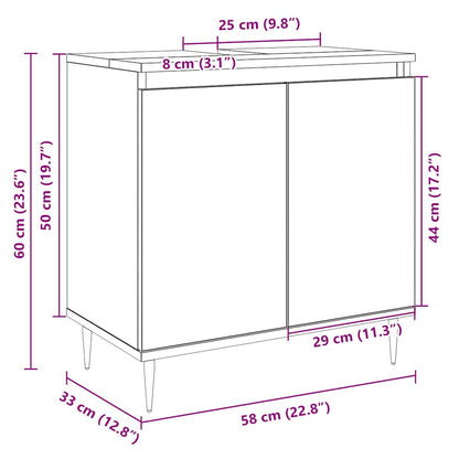 Mobile da Bagno Rovere Sonoma 58x33x60 cm in Legno Multistrato