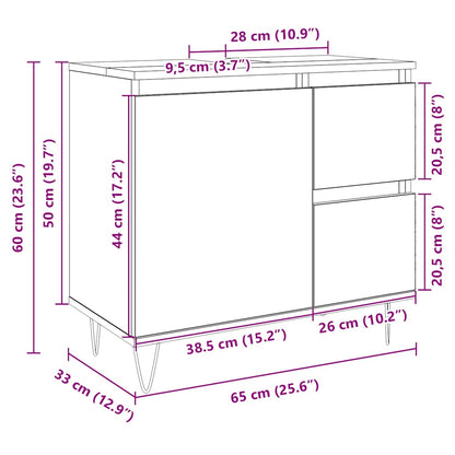 Armadietto da Bagno Rovere Sonoma 65x33x60 cm Legno Multistrato