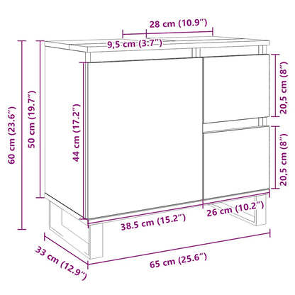Armadietto da Bagno Rovere Sonoma 65x33x60 cm Legno Multistrato | homemem39