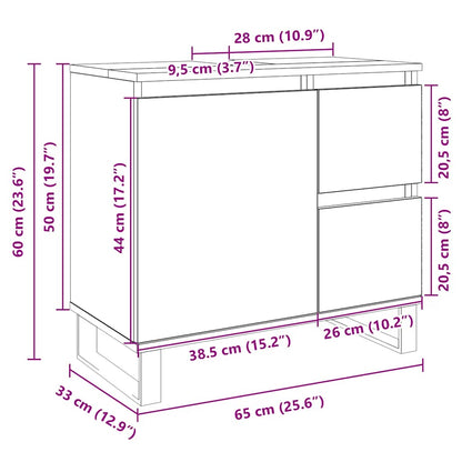 Armadietto da Bagno Rovere Sonoma 65x33x60 cm Legno Multistrato