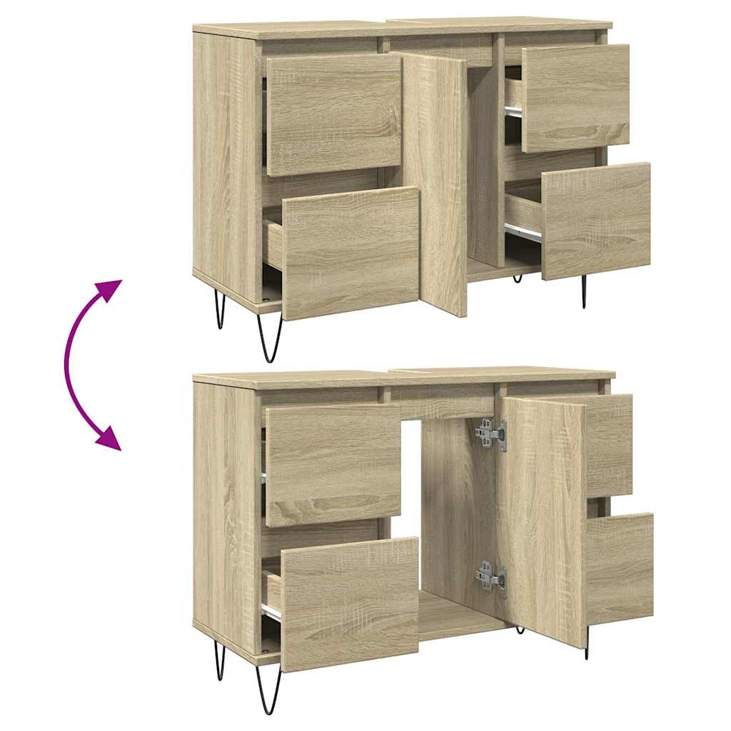 Mobile da Bagno Rovere Sonoma 80x33x60 cm in Legno Multistrato | homemem39