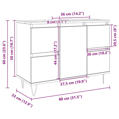 Mobile da Bagno Rovere Sonoma 80x33x60 cm in Legno Multistrato | homemem39