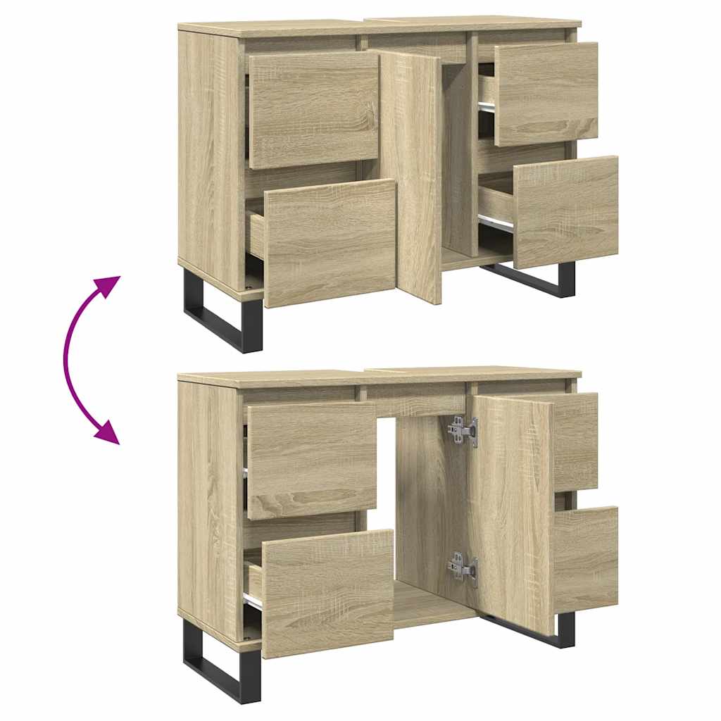 Mobile da Bagno Rovere Sonoma 80x33x60 cm in Legno Multistrato | homemem39