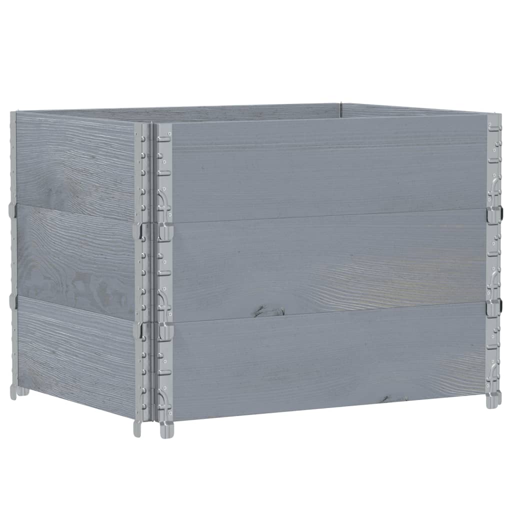Paretali per Pallet 3pz Grigi 80x60cm in Legno Massello di Pino | homemem39