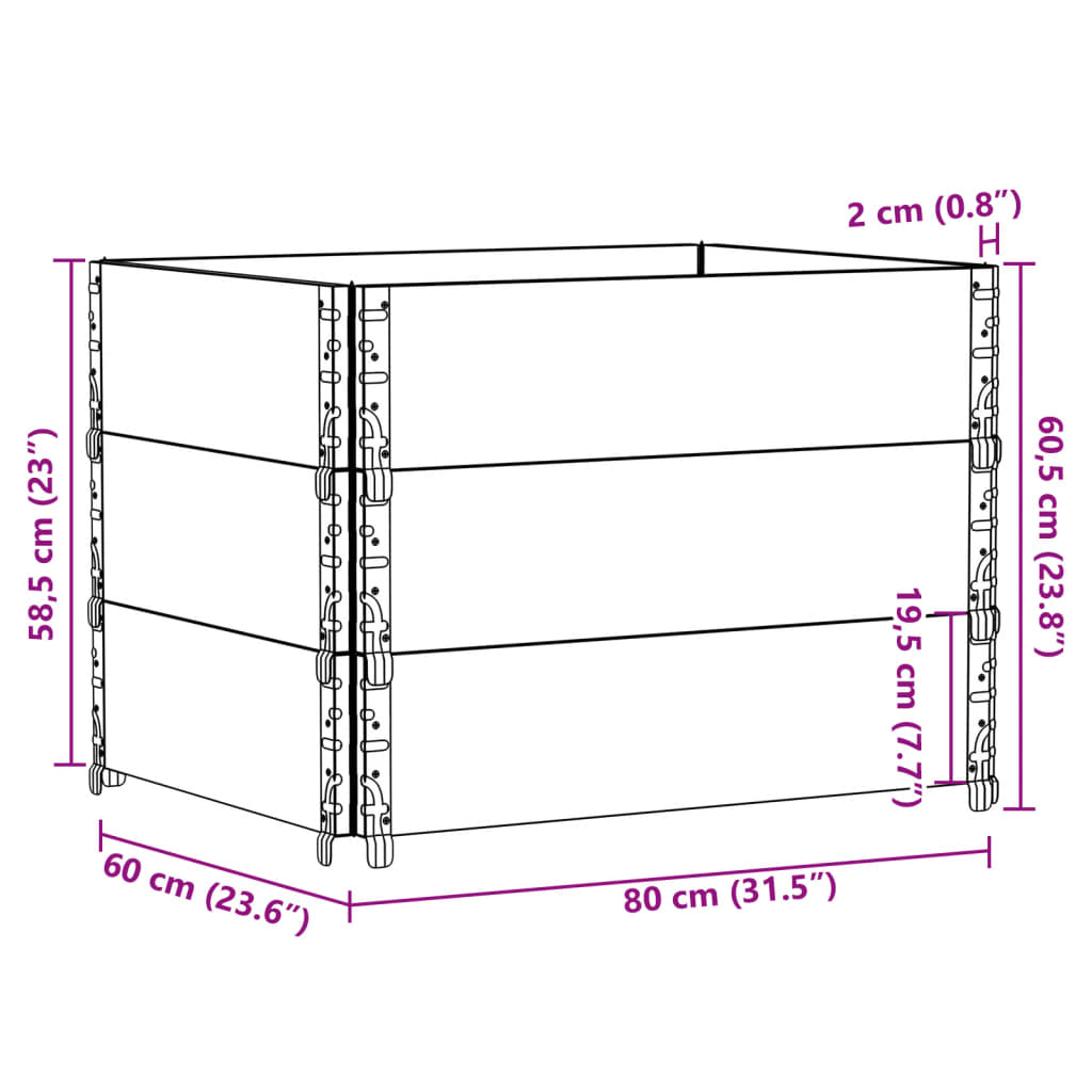 Paretali per Pallet 3pz Marroni 80x60cm Legno Massello di Pino | homemem39