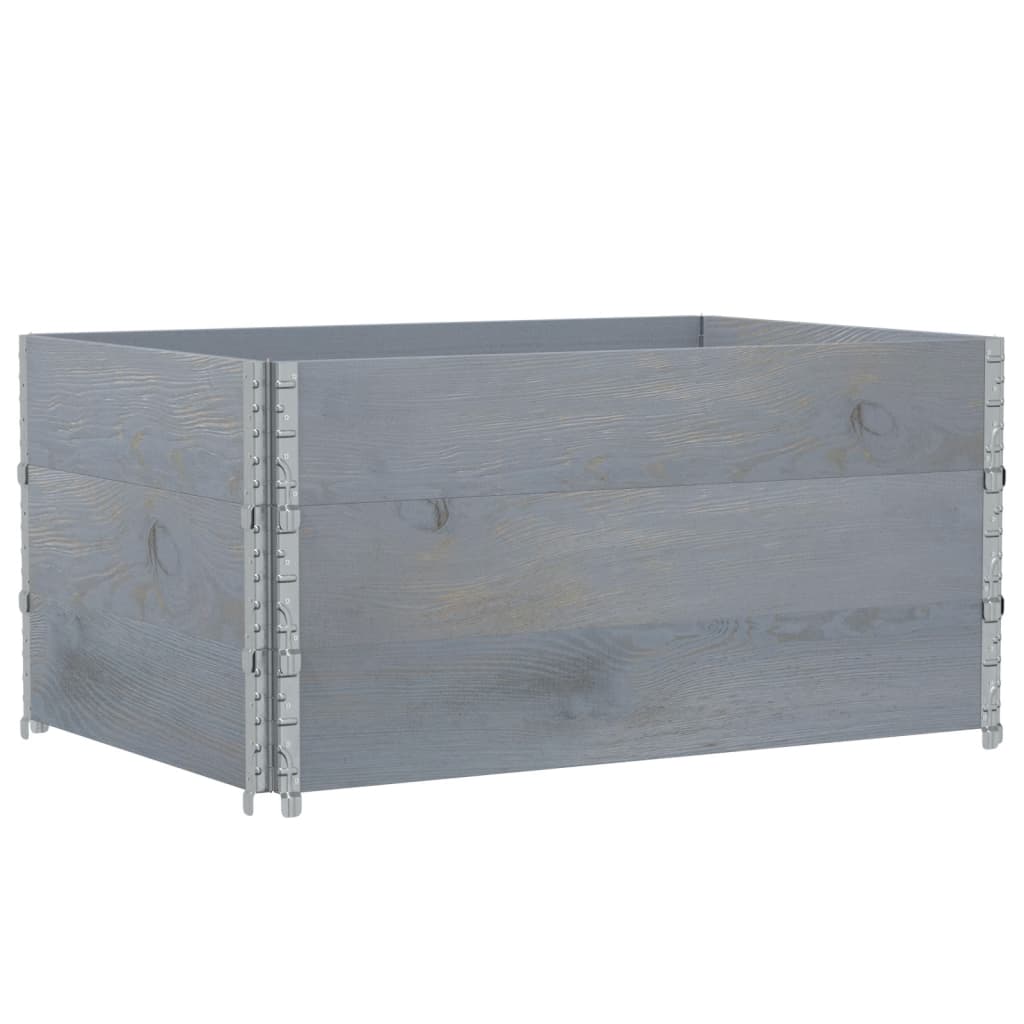 Paretali per Pallet 3pz Grigi 120x80cm Legno Massello di Pino | homemem39