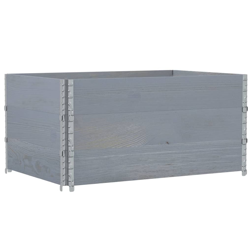 Paretali per Pallet 3pz Grigi 120x80cm Legno Massello di Pino | homemem39