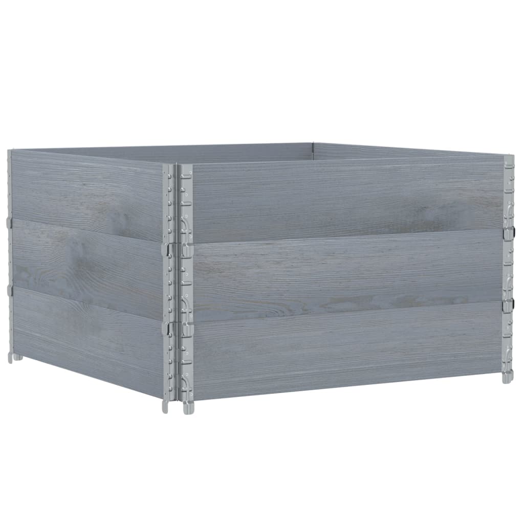 Paretali per Pallet 3pz Grigi 100x100cm Legno Massello di Pino | homemem39