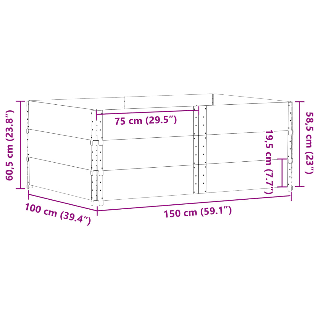Paretali per Pallet 3pz Marroni 150x100cm Legno Massello Pino | homemem39