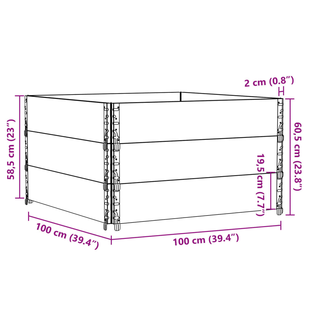 Fioriera da Giardino Marrone 100x100 cm Legno Massello di Pino | homemem39