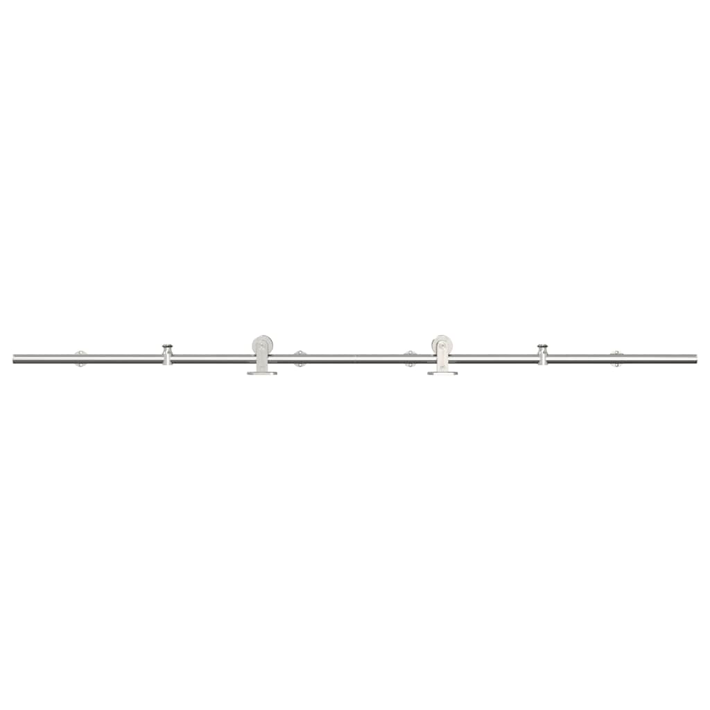 Kit Binari Porta Scorrevole 200 cm Acciaio Inossidabile Argento | homemem39