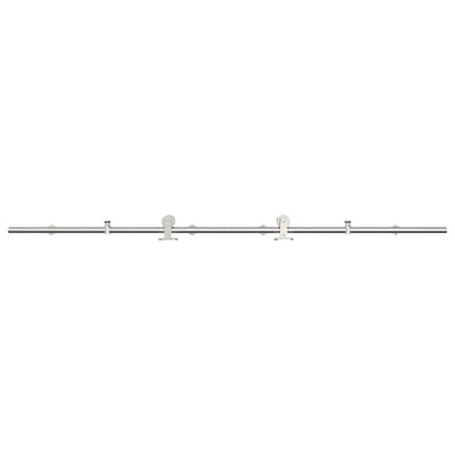 Kit Binari Porta Scorrevole 200 cm Acciaio Inossidabile Argento | homemem39