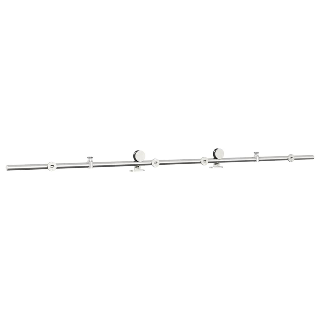 Kit Binari Porta Scorrevole 200 cm Acciaio Inossidabile Argento | homemem39